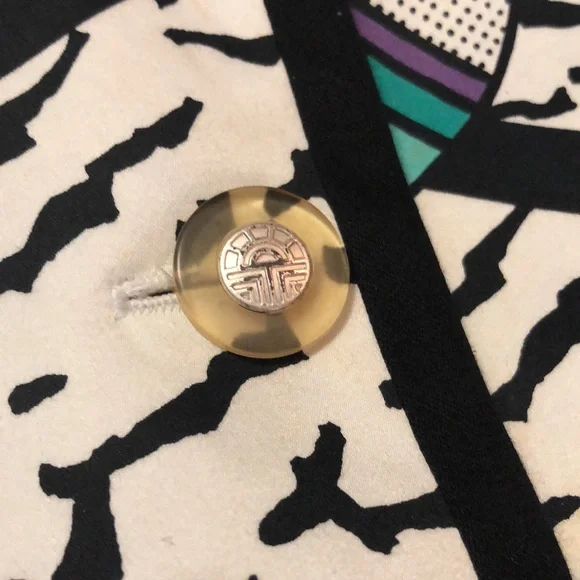 Vintage 80s Louis Feraud Multicolored Memphis Pattern Multicolor Blazer Jacket 6 - Picture 10 of 15